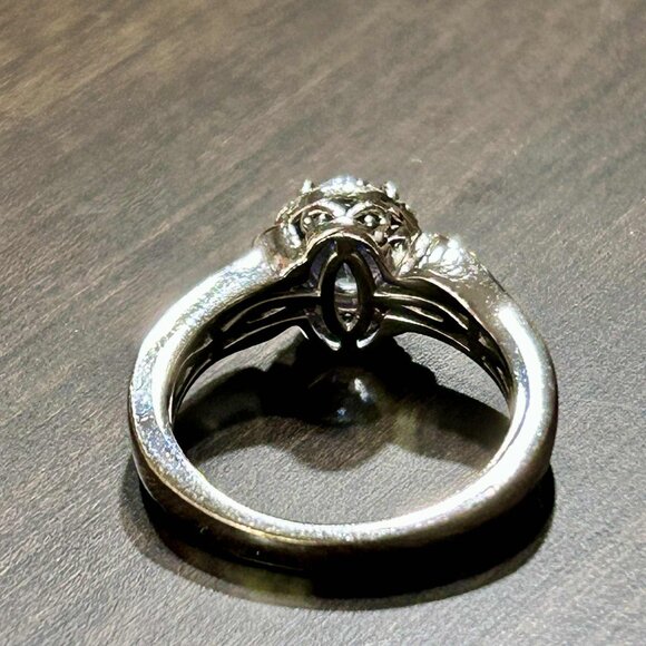 Djoy Tanzanite and White Zircon Ring, Size 7, Rhodium and 18 kt Over 925 Silver - Picture 4 of 4